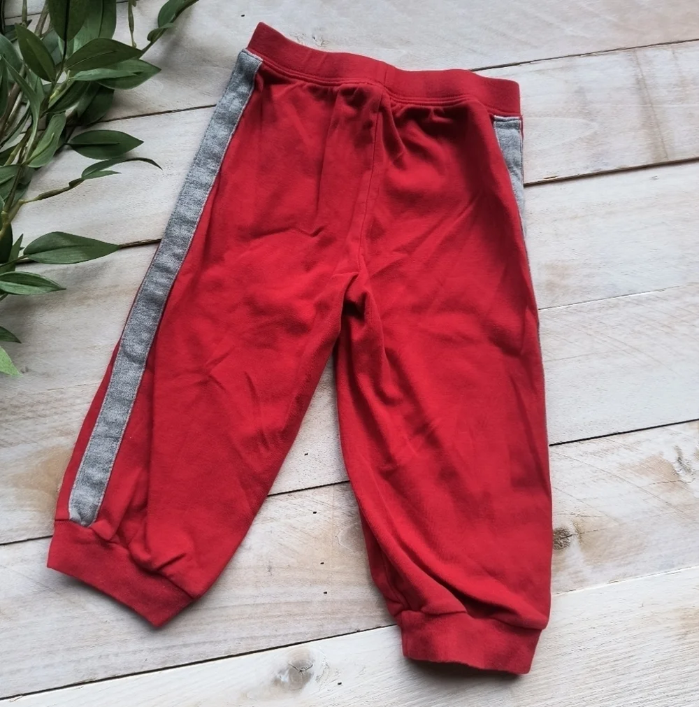 Carter's Toddler Boys Sweatpants Jogger Pants Red Gray Size 24 Months